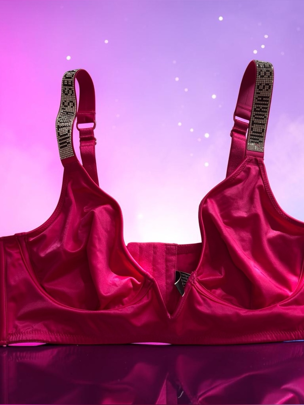 NWOT Victoria's Secret Very Sexy Pink Satin V-Wire Shine Strap Bralette Bra y2k